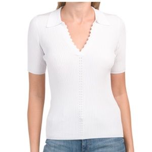 Pointelle Polo Sweater from ELIE BY ELIE TAHARI